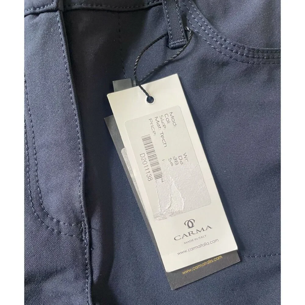 Carma Italia Wonder Pat Breeches IT 38 Navy Knee Grip NWT Italy
